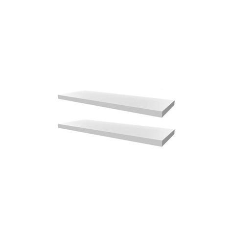 Kit 02 Prateleiras em Mdf 15mm Branco 20x80cm com Suporte Fixação
