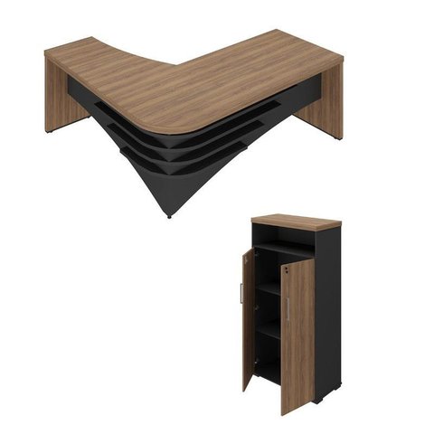 Conjunto Escritório: Mesa Diretor Ld 6128 + Armário 6369