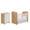 Ver imagem 2 de Quarto de Bebê Cômoda 4 Gavetas e Berço Mimo MDF Espresso Móveis Branco Brilho/Amêndoa