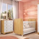 Ver imagem 1 de Quarto de Bebê Cômoda 4 Gavetas e Berço Mimo MDF Espresso Móveis Branco Brilho/Amêndoa