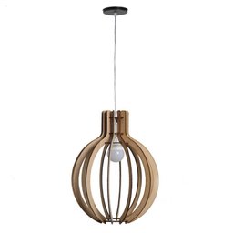 Luminária Pendente Rústica Globo em Madeira by Compras - 1