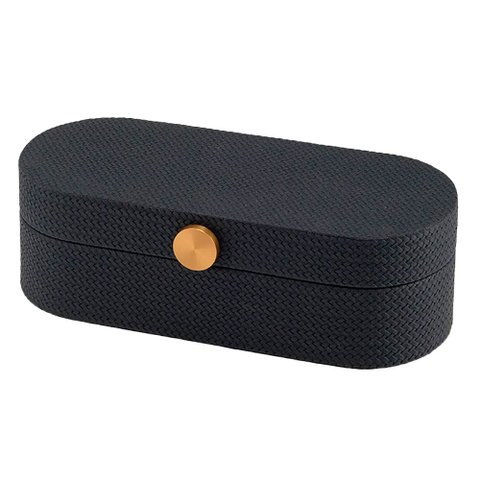 Caixa Decorativa em Mdf com Revestimento em Pu Preto 30cm Ah0563 Btc