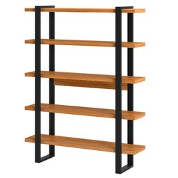 Estante Para Escritório 5 Prateleiras Prime Industrial 175x135cm D03 Freijó Preto Fosco - Lyam - 1