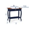 Bancada Aparador Mini Lavabo com Cuba 1 Gaveta Pés Luiz Xv Dália 3062 - Azul Petróleo/imbuia Glazer - 5