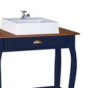 Ver imagem 4 de Bancada Aparador Mini Lavabo com Cuba 1 Gaveta Pés Luiz Xv Dália 3062 - Azul Petróleo/imbuia Glazer