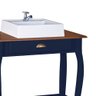 Bancada Aparador Mini Lavabo com Cuba 1 Gaveta Pés Luiz Xv Dália 3062 - Azul Petróleo/imbuia Glazer - 4