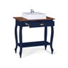 Bancada Aparador Mini Lavabo com Cuba 1 Gaveta Pés Luiz Xv Dália 3062 - Azul Petróleo/imbuia Glazer - 2