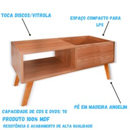 Rack MDF Amadeirado para coleções de Discos e Toca Discos - 6