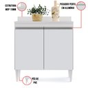 Ver imagem 4 de Balcão Armário de Cozinha Pia Lavanderia com Tampo 2 Portas Sara Branco 80 Cm - D’Rossi