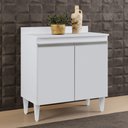 Ver imagem 1 de Balcão Armário de Cozinha Pia Lavanderia com Tampo 2 Portas Sara Branco 80 Cm - D’rossi
