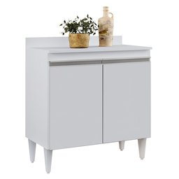 Balcão de Cozinha Lavanderia com Tampo 02 Portas Sara Branco 80 Cm - D'rossi Drossi - 1