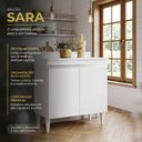 Ver imagem 2 de Balcão Armário de Cozinha Pia Lavanderia com Tampo 2 Portas Sara Branco 80 cm - D’Rossi