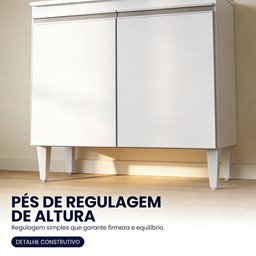 Balcão Armário de Cozinha Pia Lavanderia com Tampo 2 Portas Sara Branco 80 cm - D’Rossi - 4 Balcão Armário de Cozinha Pia Lavanderia com Tampo 2 Portas Sara Branco 80 cm - D’Rossi - 4