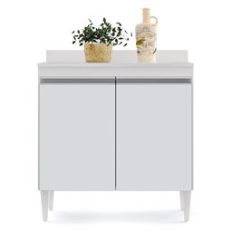 Balcão Armário de Cozinha Pia Lavanderia com Tampo 2 Portas Sara Branco 80 Cm - D’Rossi - 6