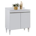 Ver imagem 5 de Balcão Armário de Cozinha Pia Lavanderia com Tampo 2 Portas Sara Branco 80 Cm - D’Rossi