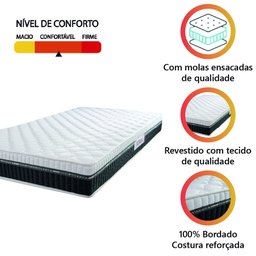 Colchão Solteiro Molas Ensacadas Florida 88x188x20cm Preto/branco Hellen - 3 Colchão Solteiro Molas Ensacadas Florida 88x188x20cm Preto/branco Hellen - 3