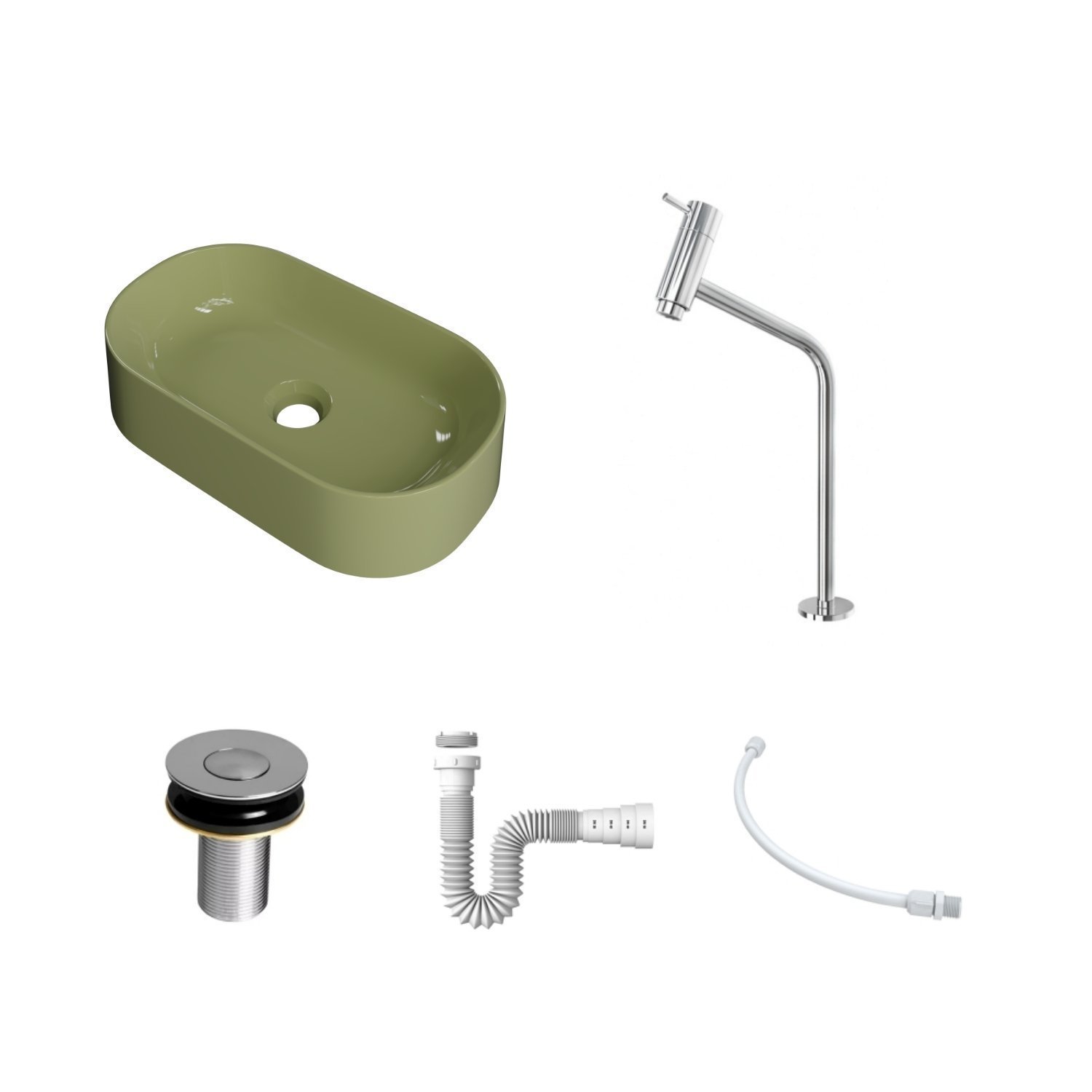 Kit Cuba Ov42 Laila com Torneira Link 1062 e Válvula Botão com Sifão e Flexível - 3