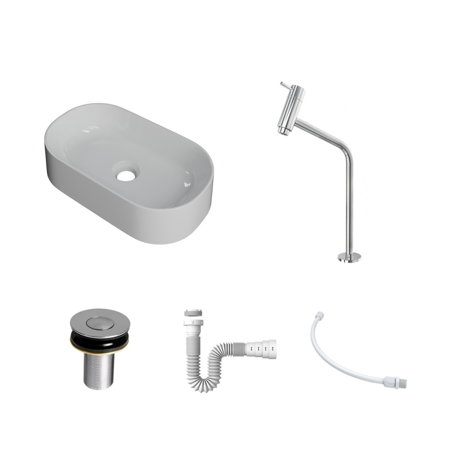Kit Cuba Ov42 Laila com Torneira Link 1062 e Válvula Botão com Sifão e Flexível - 3