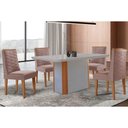 Ver imagem 1 de Conjunto Sala de Jantar Pietá C/ Tampo Madeirado C/ Vidro Canto Curvo 120x80cm e 4 Cadeiras Dafne
