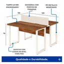 Ver imagem 3 de Estação de Trabalho Dupla 1,20×1,35m s/Gavetas c/ Ponto de Tomada Pé Quadro Nogal Sevilha/Champanhe