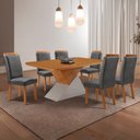 Ver imagem 1 de Mesa de Jantar Aster 180cm Tampo MDF Canto Copo Laminado e 6 Cadeiras Lorena