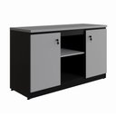 Ver imagem 2 de Armário Baixo Escritório 2 Portas 3 Prateleiras MDP 120cm Cinza Sagrado F5 Office