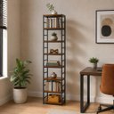 Ver imagem 2 de Estante Multiuso Organizador Livreiro Estilo Industrial 180x50 Preto Imbuia