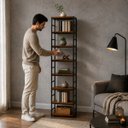 Ver imagem 3 de Estante Multiuso Organizador Livreiro Estilo Industrial 180x50 Preto Imbuia