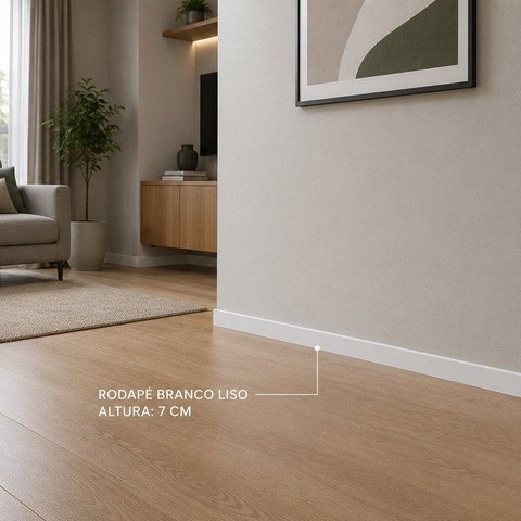 Rodapé de Poliestireno Liso 7cm x 2,4m Rende 2,4 Metros