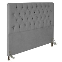 Cabeceira Estofada Cama Box Casal King Size Diamond 193cm com Frame Suede Cinza - Abmaza - 1