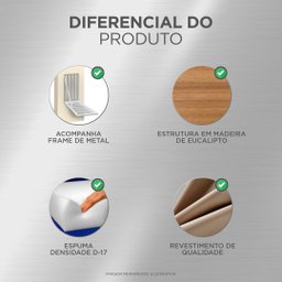 Cabeceira Estofada Cama Box Casal King Size Diamond 193cm com Frame Suede Cinza - Abmaza - 3