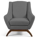 Ver imagem 4 de 2 Poltronas Base Manu Madeira C-416 Linho Cinza Escuro Domi