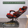 Cadeira Escritório Gamer Nitro Vermelho Ergonômica Couro Sintético Reclinável Altura Ajuste Luvinco - 4