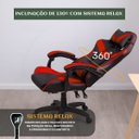 Ver imagem 4 de Cadeira Escritório Gamer Nitro Vermelho Ergonômica Couro Sintético Reclinável Altura Ajuste Luvinco