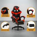 Ver imagem 3 de Cadeira Escritório Gamer Nitro Vermelho Ergonômica Couro Sintético Reclinável Altura Ajuste Luvinco