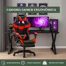 Cadeira Escritório Gamer Nitro Vermelho Ergonômica Couro Sintético Reclinável Altura Ajuste Luvinco - 9