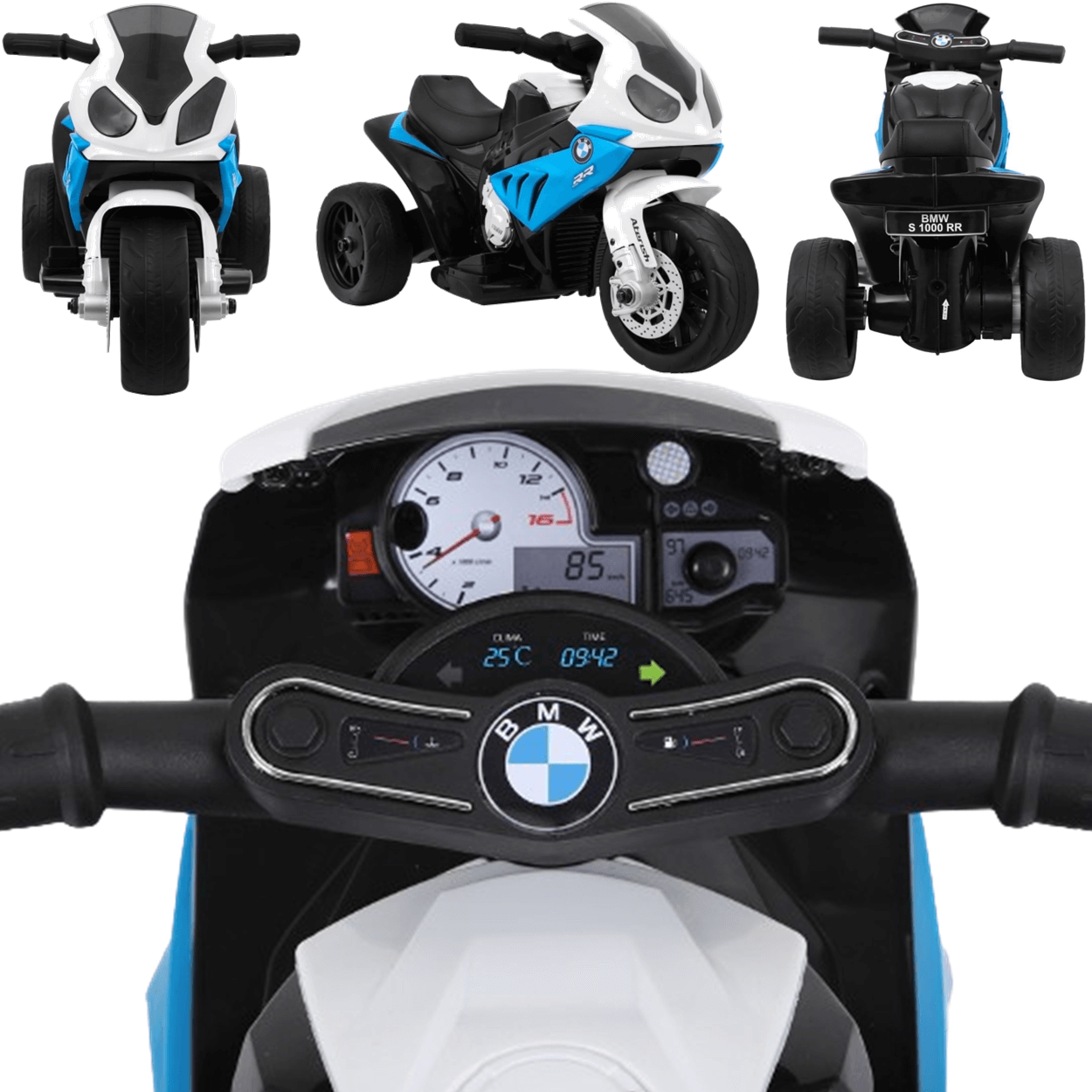 Moto Eletrica Infantil Zippy Toys Bmw S1000 Rr Aterrish 6v Azul - 3