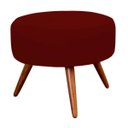 Ver imagem 1 de Puff Pufe Banqueta Redondo Estofado Pés Madeira Suede