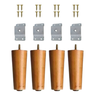 Kit 4 Pés Palito Retro 15cm Castanho com Chapa Metálica para Sofá Puff Poltrona Rack - 1