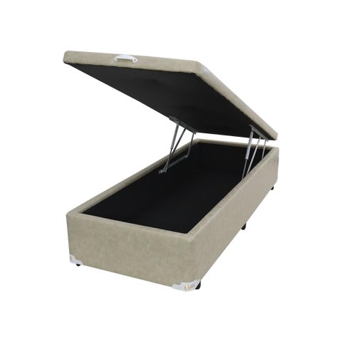 Box Baú Castor Solteiro Premium Kansas Bege 88x188x35cm