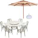 Ver imagem 1 de Conjunto para Piscina com Mesa Giratória, 6 Cadeiras Aluminio e Ombrelone