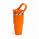 Ver imagem 1 de Garrafa Térmica Copo Ms-942 900ml Inox Colorida Alça e Canudo:Laranja