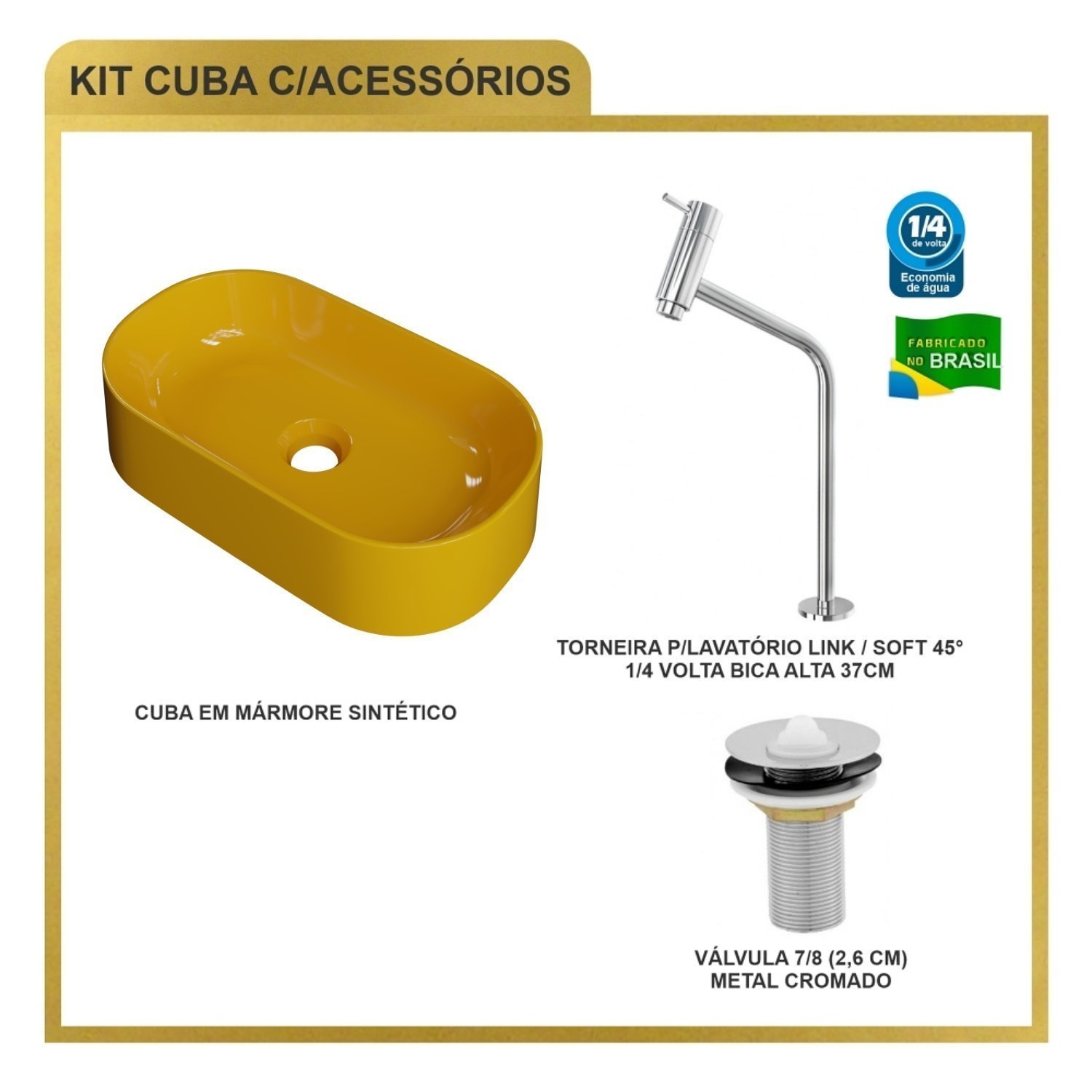 Kit Cuba Ov42 Laila com Torneira Link 1062 e Válvula Metal - 8