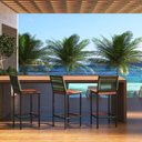 Ver imagem 2 de Banqueta Bahamas Alta Madeira Peroba com Encosto de Corda Náutica Verde Militar