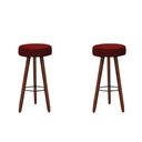 Ver imagem 1 de Kit 2 Banquetas Altas Redondas Pés Madeira Palito Londres:vermelho