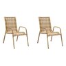 Kit 2 Cadeira de Junco Romana Fita Sintética Alpendre Varanda - Cappuccino - 1
