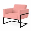 Ver imagem 2 de Poltrona Decorativa Estofada Veludo Base Metálica Industrial Prime Preto – Paraná Metal:Rosé Nude