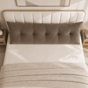 Ver imagem 2 de Almofada de Cabeceira Retangular Mel 140cm Suede Apoio Conforto com Bolso Lateral