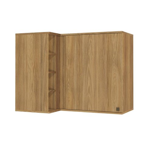 Armário Aéreo de Canto Reto Celeste Kappesberg 100% Mdf 1 Porta 4 Nichos Nogueira 98cm