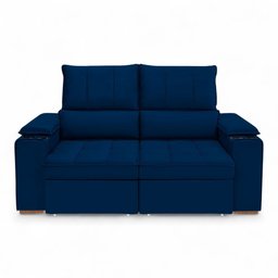 Sofá Retrátil Reclinável 2 Lugares 1,90m Boni Veludo Azul Marinho - 3